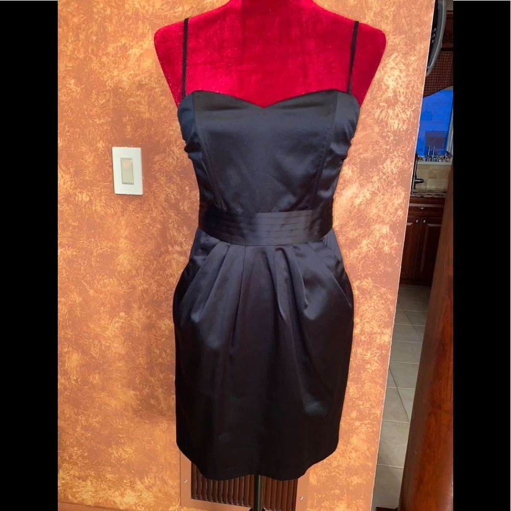 H&M black satin dress with pockets